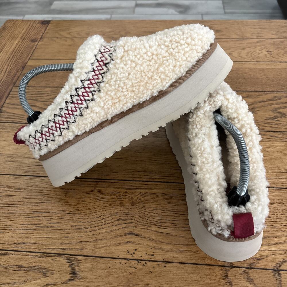 UGG Tazz Braid Natural Heritage Fuzzy Wool Platform Slippers Women's Size 9 - Picture 5 of 9